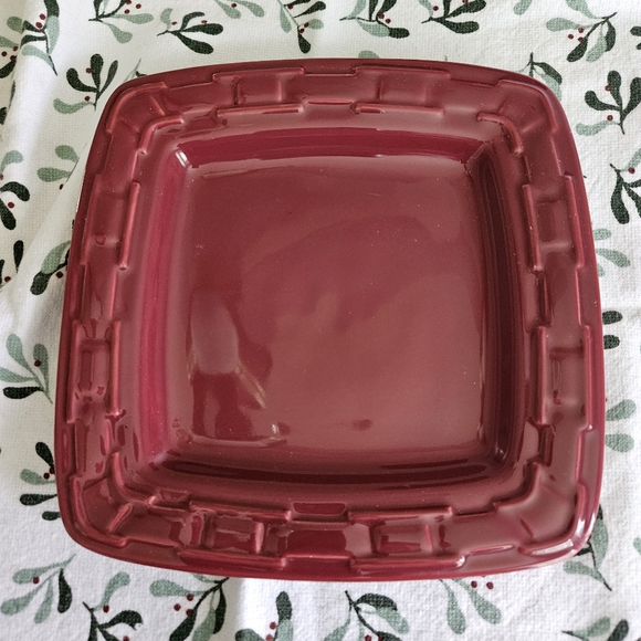 2 Longaberger Pottery Woven Traditions Paprika Square Luncheon Salad Pla… - Picture 1 of 3